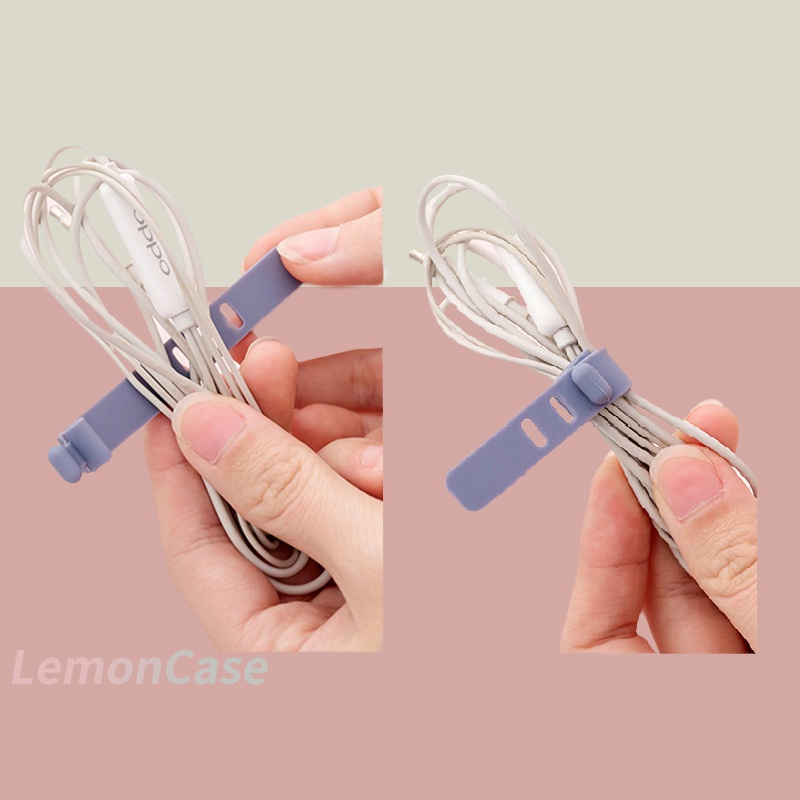 Dụng cụ quấn dây cáp tai nghe điện thoại bằng silicon màu trơn đa năng