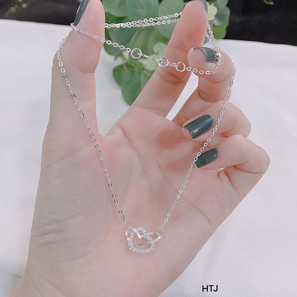 DÂY CHUYỀN TIM LỒNG BẠC XINH-VÒNG CỔ BẠC