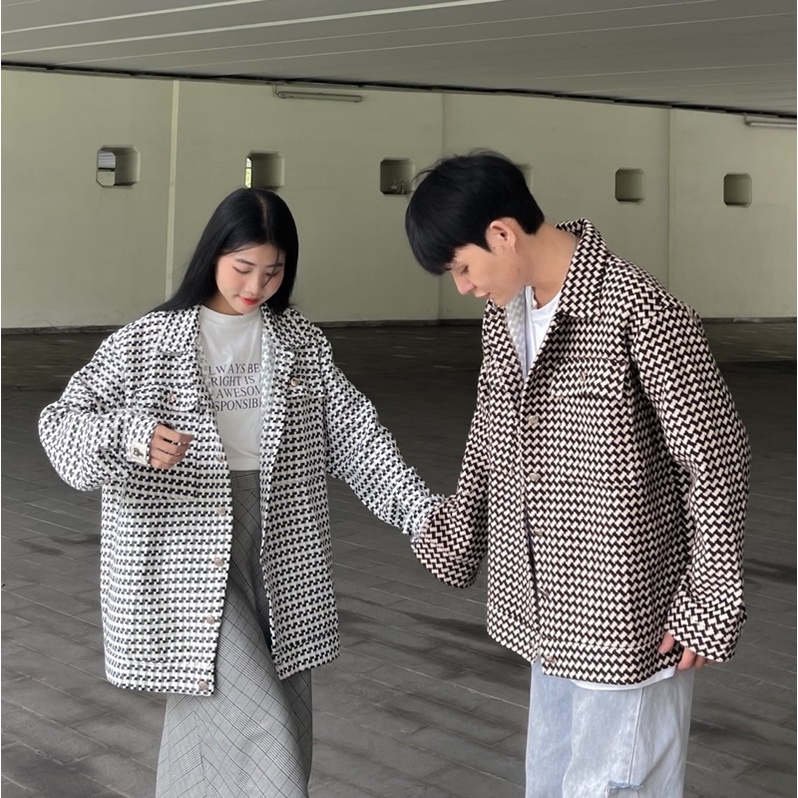Áo khoác dạ cổ sơ mi unisex nam nữ tiệm của miêu