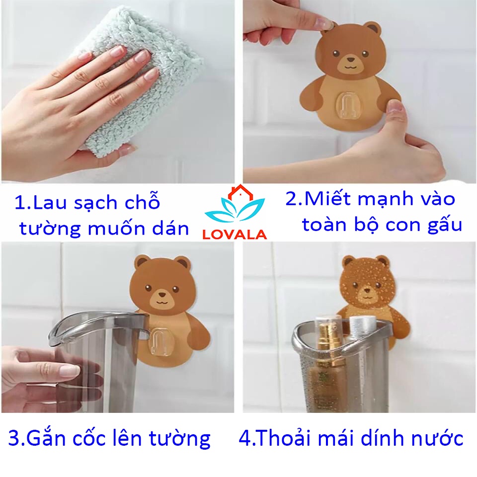 Cốc Gấu Dán Tường Để Đồ Đa Năng Đựng Bàn Chải Kem Đánh Răng Để LOVALA CD01