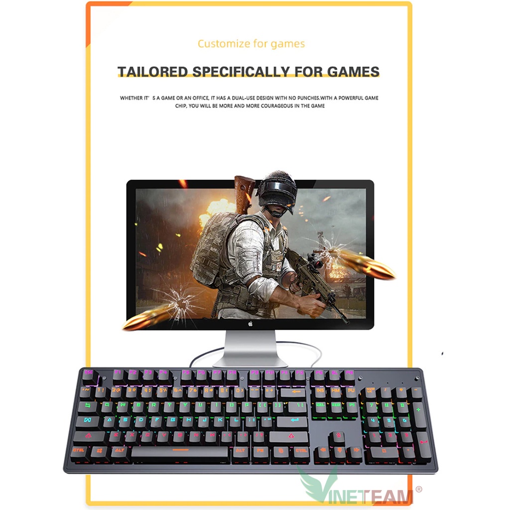Bàn phím cơ Gaming vinetteam có dây Led RGB K880 -4097