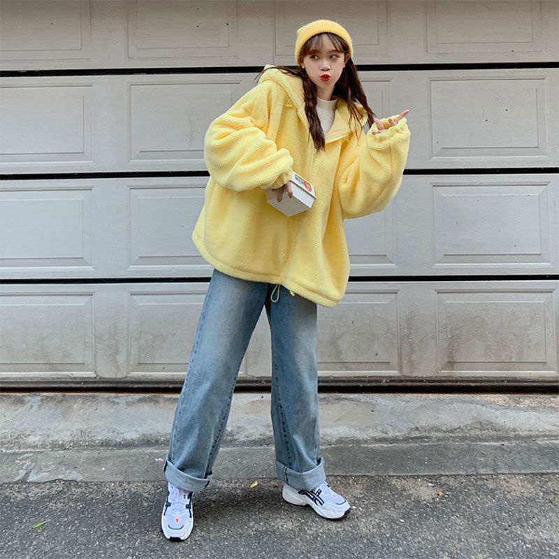 Áo sweater nhung dày thời trang thu đông 2020 phong cách thời trang Hong Kong cho nữ