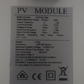 Tấm pin mặt trời mono 25w