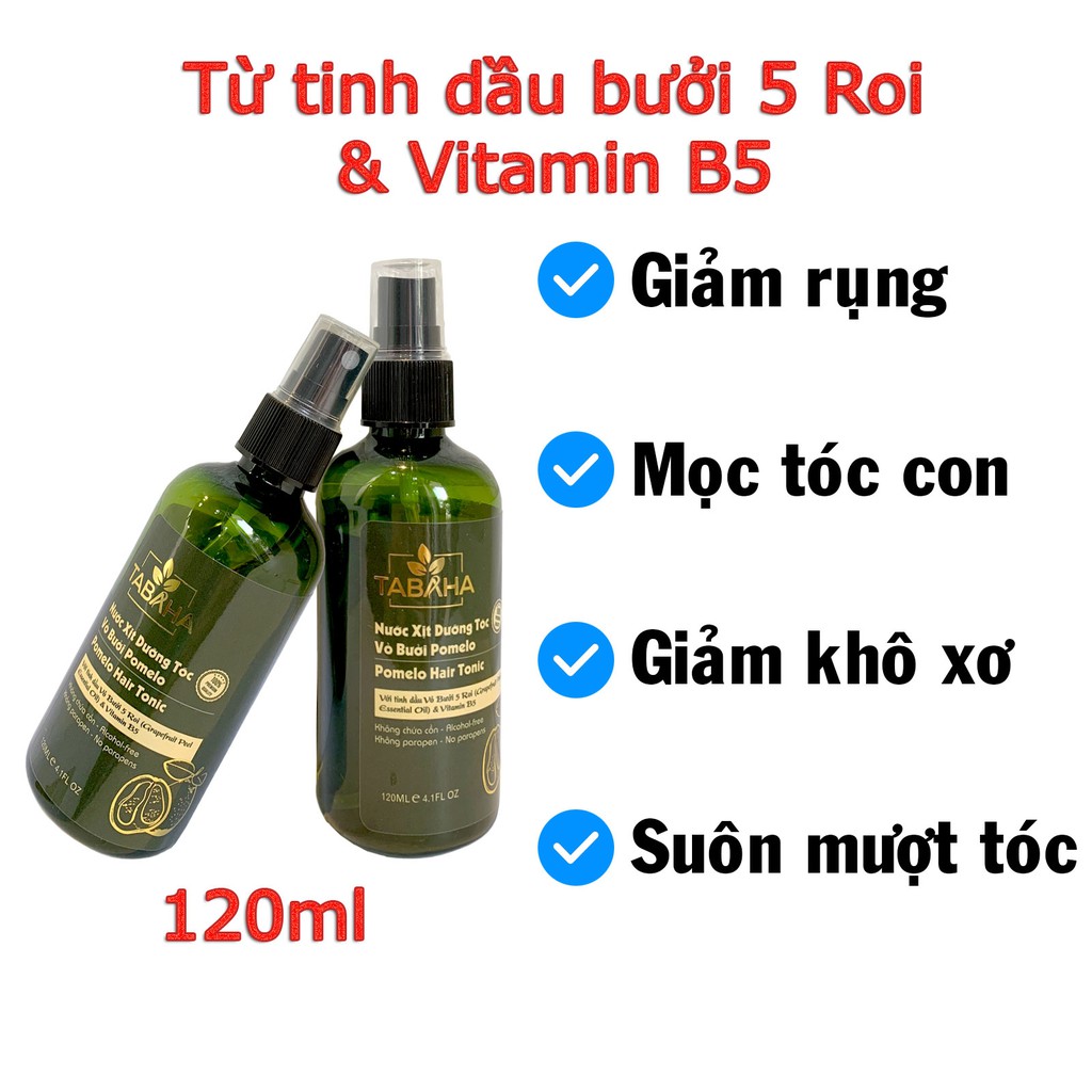 Xịt Dưỡng Tóc Tinh Dầu Bưởi Tabaha Pomelo 120ml giúp giảm rụng tóc kích thích mọc tóc nhanh