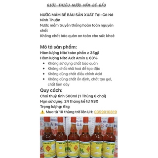 NƯỚC MẮM CÀ NÁ BÉ BẦU (1 Lít 2 chai thuỷ tinh)