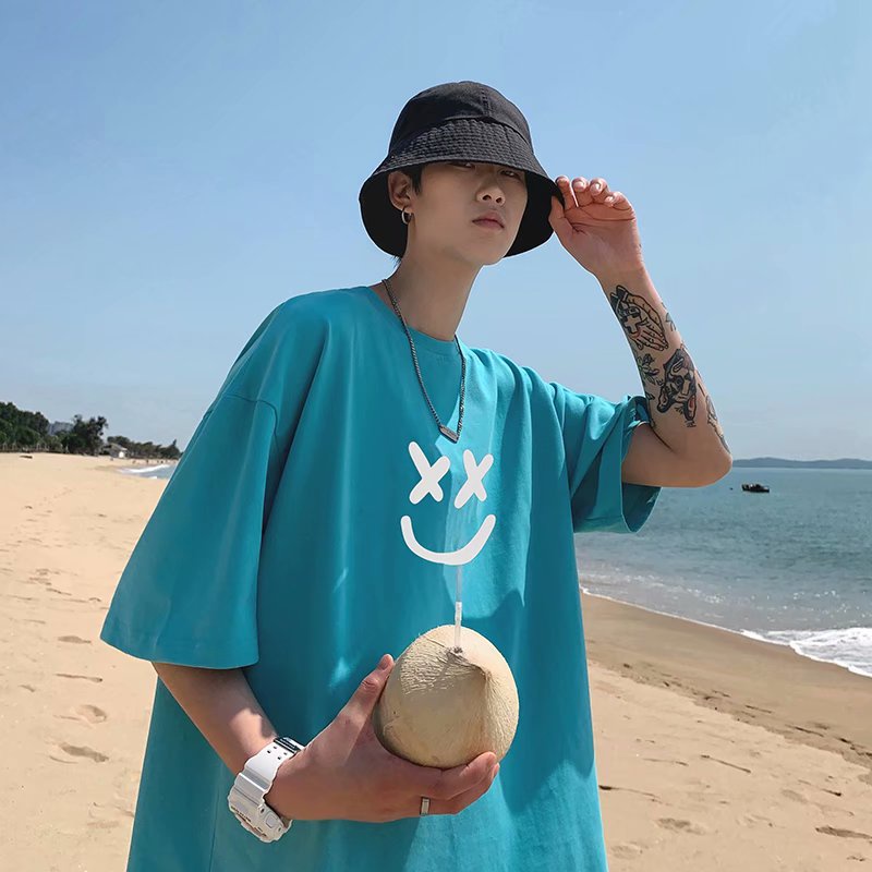 ÁO Thun Tay NgắN In HìNh MặT CườI ThờI Trang DàNh Cho Nam Trẻ TuổI đồ đôI áO Thun Unisex phong cách Hàn Quốc áo thun nam