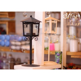 Chân nến sắt nghệ thuật nhà kính Street Lamp đen TTTM