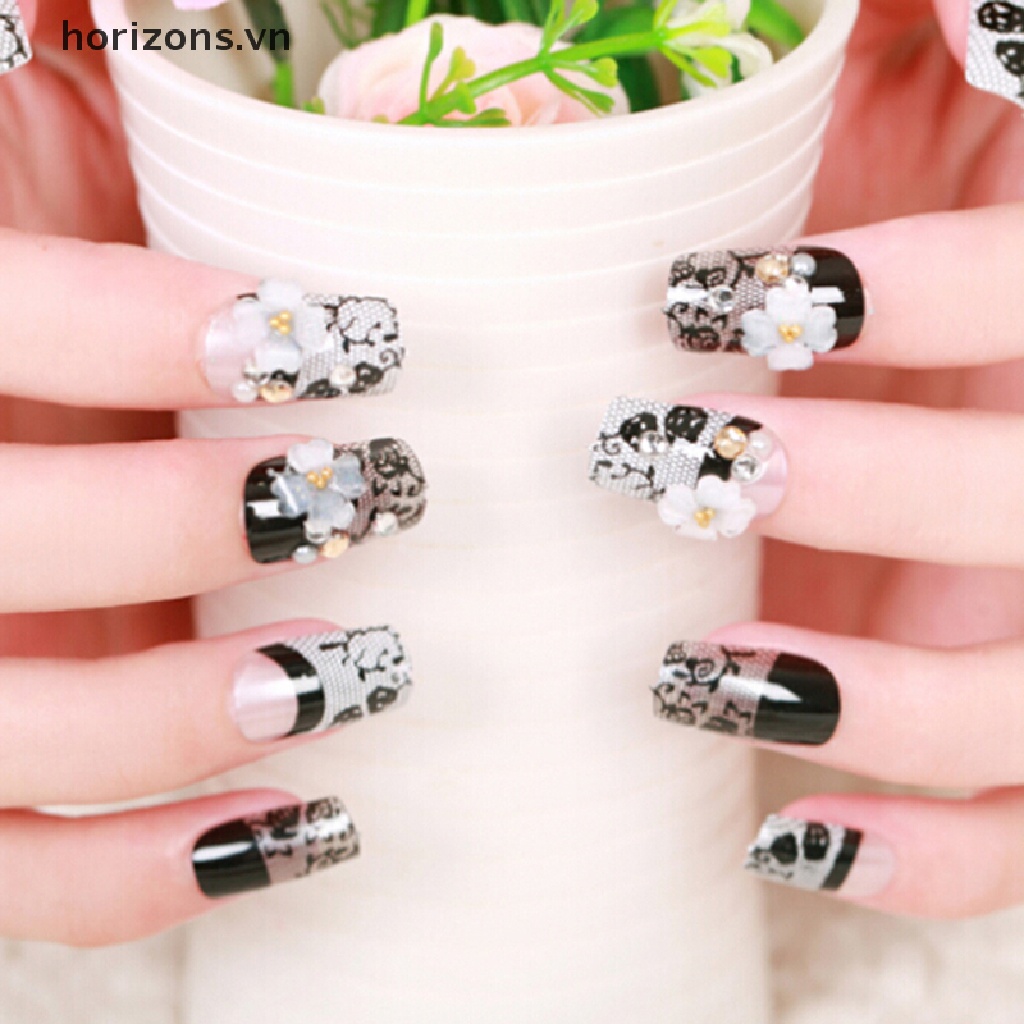 (Hàng Mới Về) Set 24 Móng Tay Giả acrylic Trang Trí Nghệ Thuật