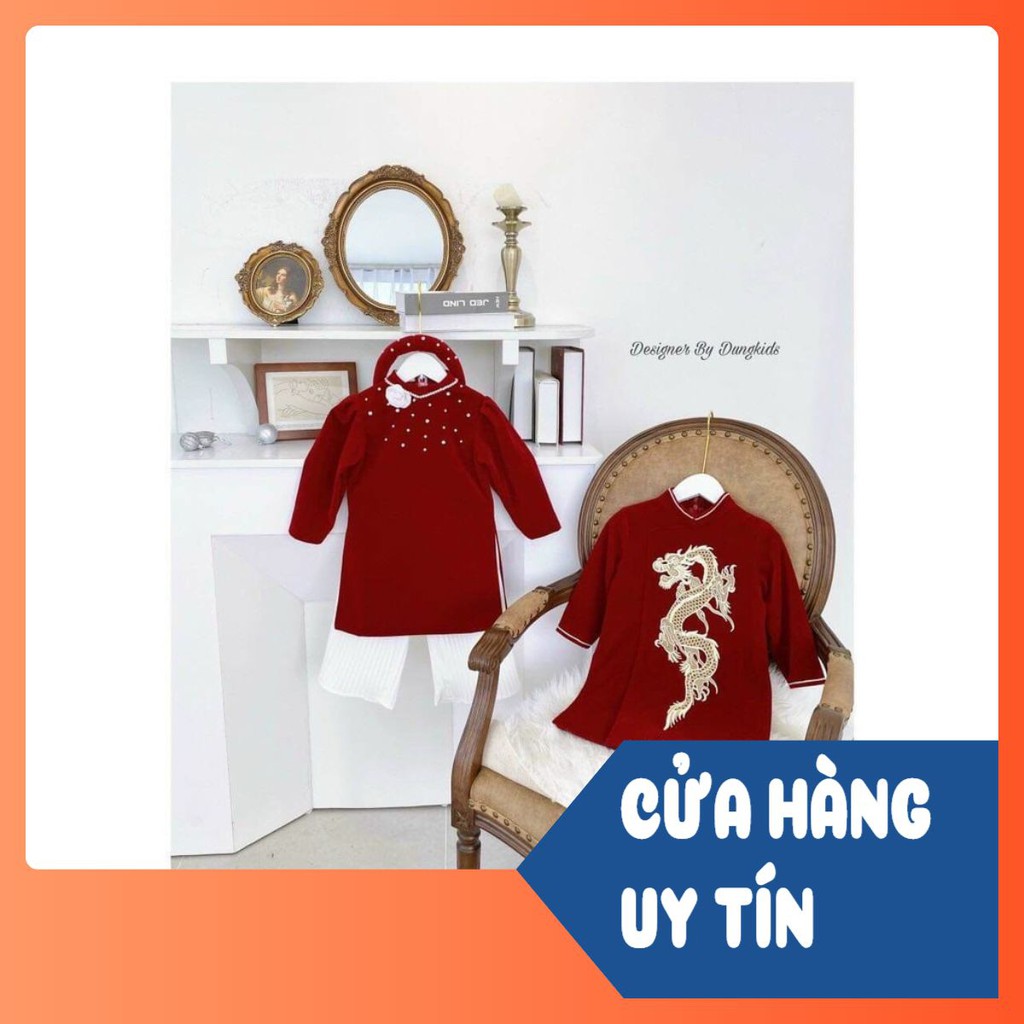 SET ÁO DÀI NHUNG ĐỎ BÉ TRAI-BÉ GÁI