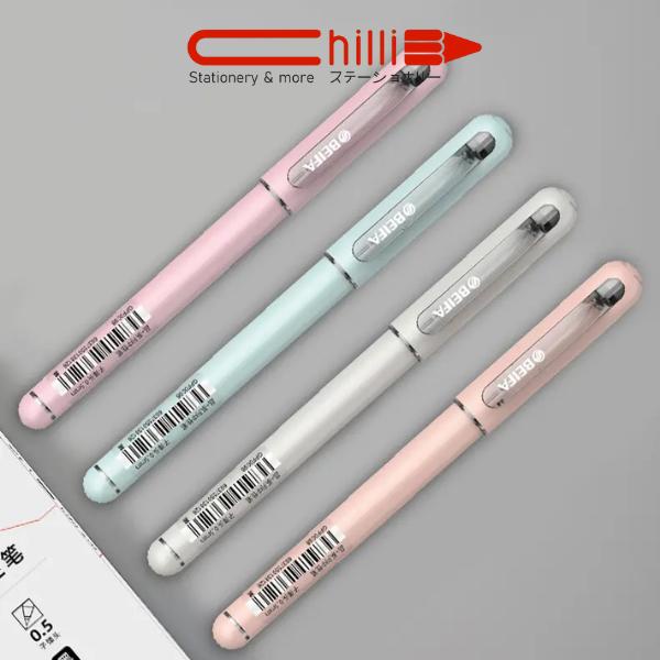 Bút Gel Nắp Đậy Beifa Ngòi 0.5mm Mực Đen Nhiều Màu Tone Pastel Xinh Xắn Siêu Tiện Dụng