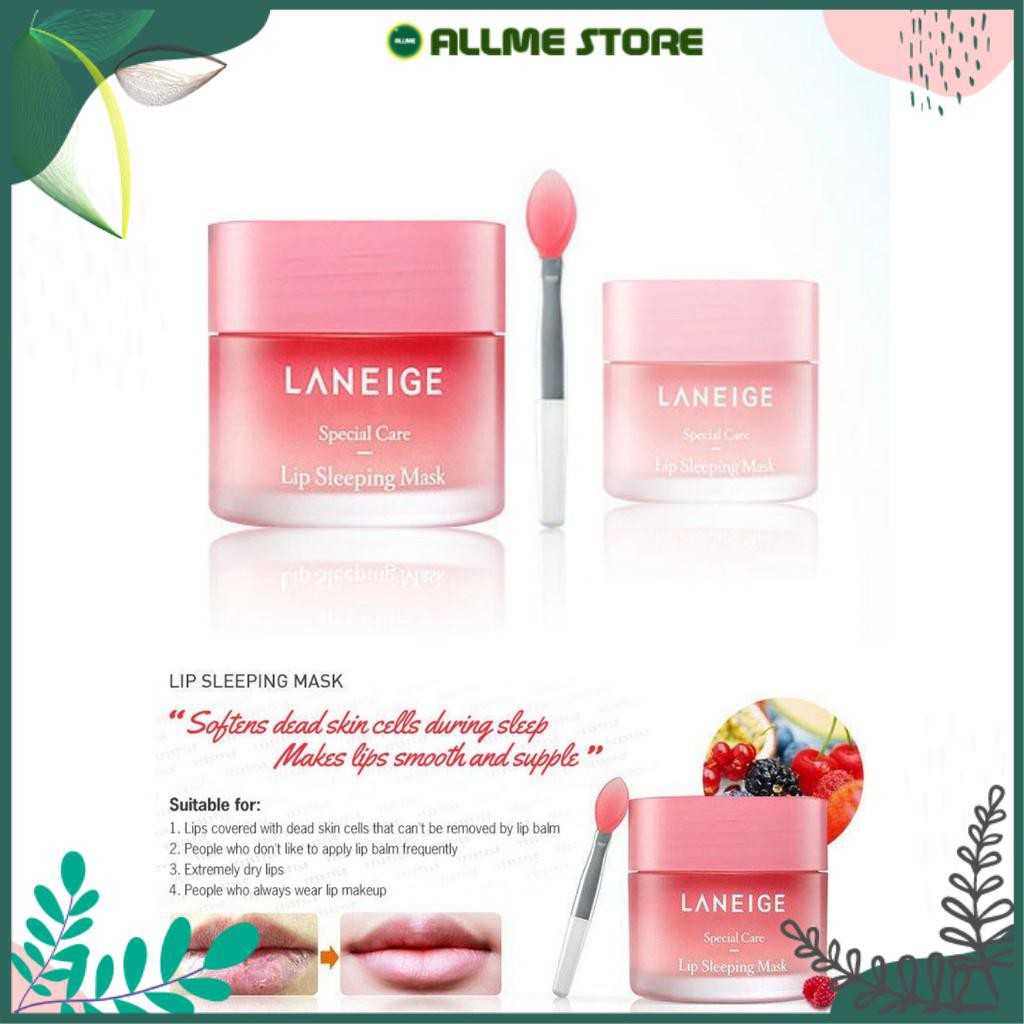 ĐỦ BILL Mặt nạ ngủ cho môi Lane.ige 20g Lip Sleeping Mask, Mặt nạ ngủ môi Laneige Berry hàn quốc
