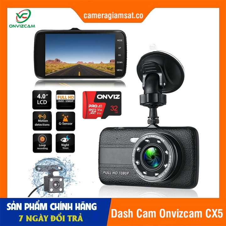 [FREESHIP]CAMERA HÀNH TRÌNH Ô TÔ ONVIZCAM CX5, FULL HD 1080P, MÀN HÌNH 4 INCH IPS, CAO CẤP