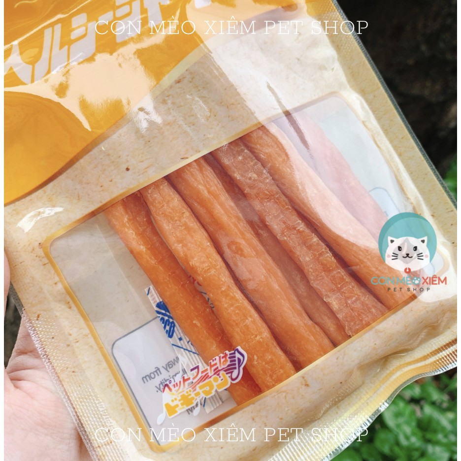 Xúc xích gà sấy cho chó Doggyman 80g thanh que gặm, thức ăn snack cho cún lớn nhỏ ăn vặt bánh thưởng Con Mèo Xiêm