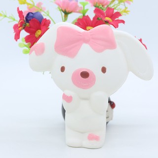 SQUISHY ĐỒ CHƠI THỎ ĐEO NƠ HỒNG