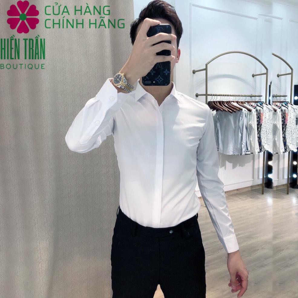 Áo sơ mi nam Ruby Fashion giấu cúc vải chống nhăn, phong cách Hàn Quốc ་