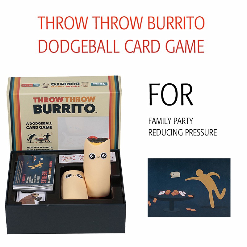 Throw Throw Burrito Dodgeball Bộ trò chơi thẻ ném bóng độc đáo vui nhộn