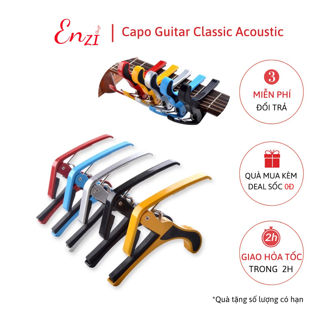 Capo guitar classic acoustic Enzi đổi tông chuyên dụng màu Đỏ bản to đẹp chắc chắn dễ sử dụng