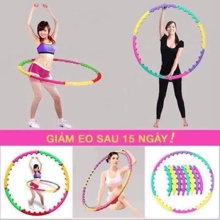 Bộ vòng lắc eo giảm mỡ bụng hoạt tính HULA  ghép nối hhỏ gọn, tiện ích hiệu quả