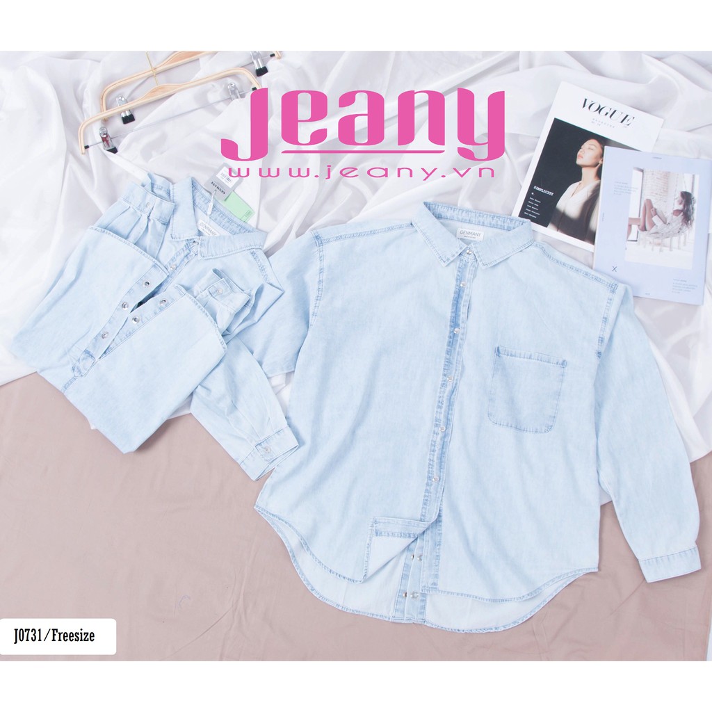 Áo Sơ Mi Nữ Thời Trang Màu Nhạt Nút Bấm Xẻ Lưng J0731 - Jeany