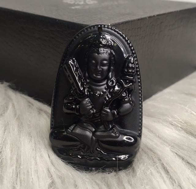 Mặt dây chuyền Hư Không Tạng Bồ Tát Obsidian - Phật bản mệnh cho người tuổi Sửu, Dần