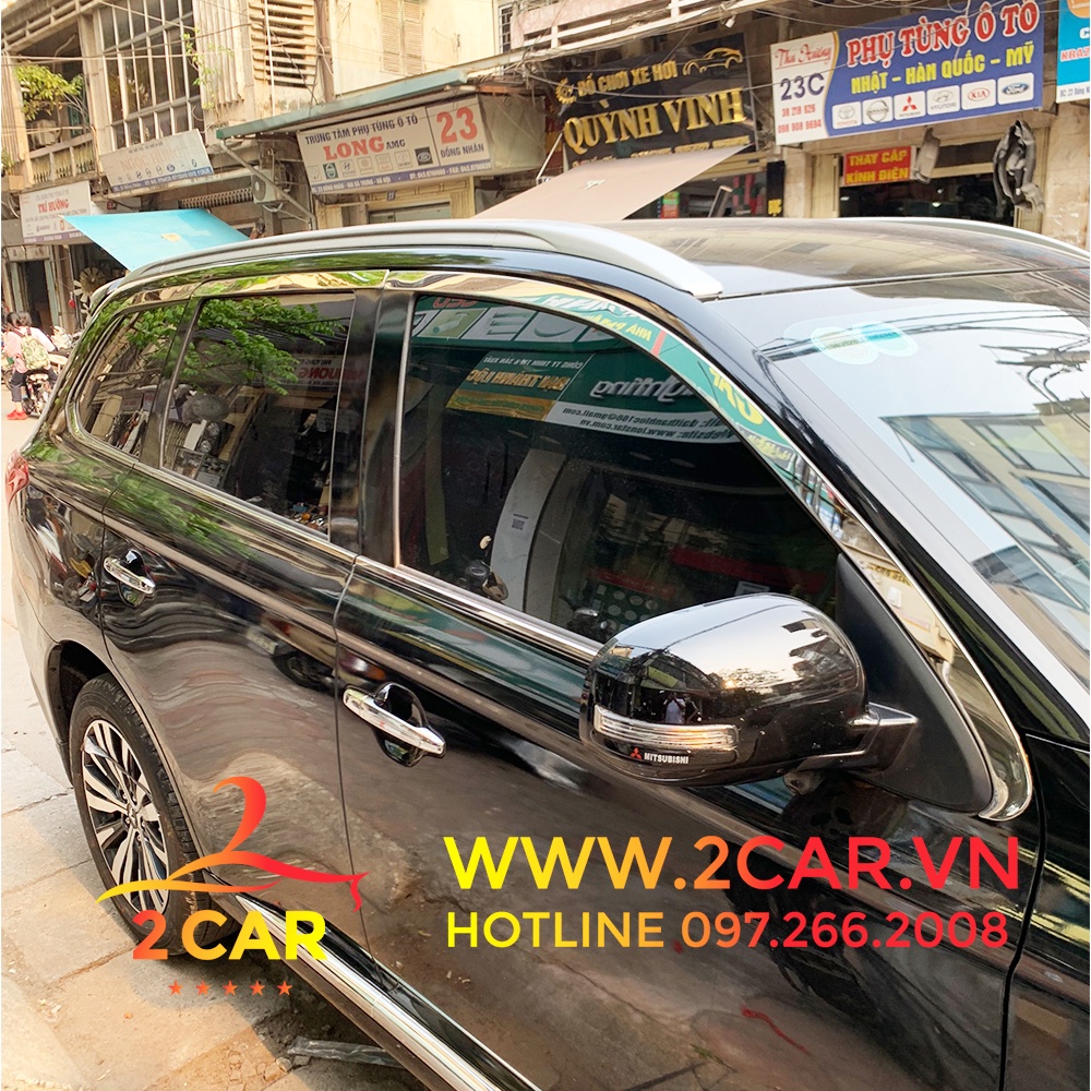 Nẹp viền chân kính, cong kính xe Outlander 2016 - 2022 2023 Hàng inox cao cấp
