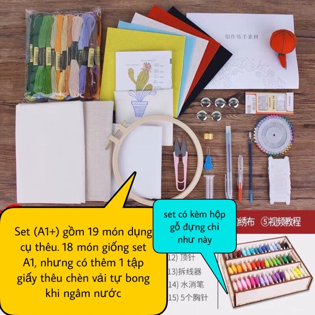 Bộ dụng cụ thêu nguyên set 18 - 20 món