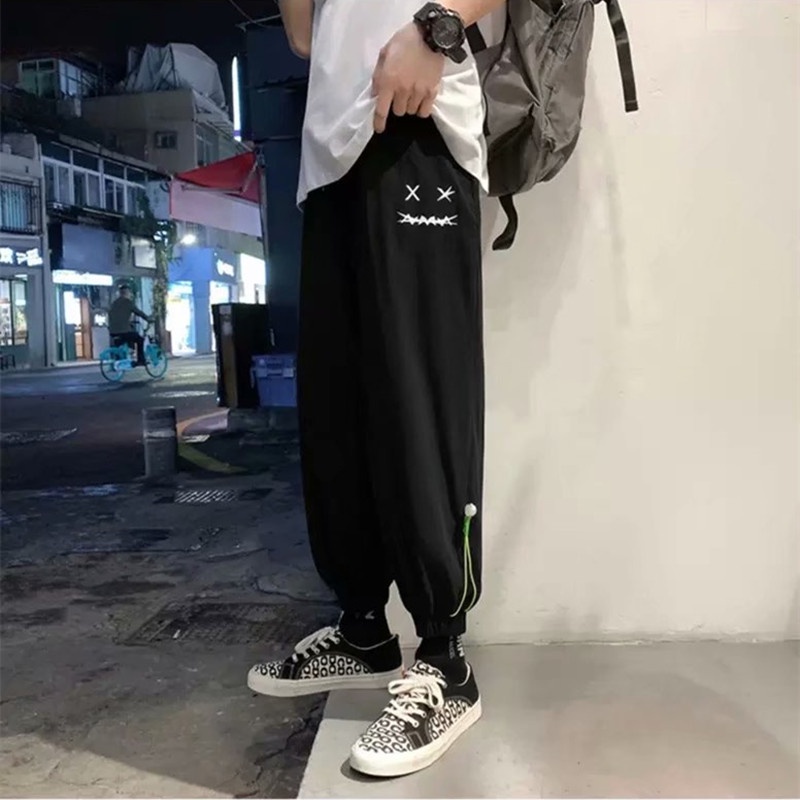 Quần ống rộng in họa tiết hoạt hình phong cách Hàn Quốc thời trang cho nam