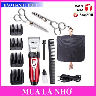 Tông đơ cắt tóc gia đình jichen 0817 tặng kèm bộ kéo cắt tỉa + áo choàng cắt tóc chống nước