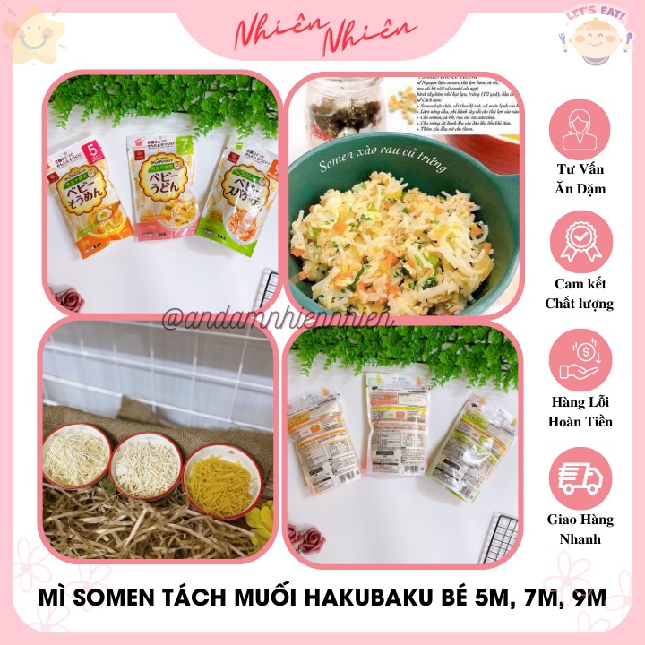 Mì somen tách muối Hakubaku Nhật cho bé ăn dặm từ 5,7,9 tháng