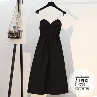 Bigsize Set đầm kèm áo vest D786