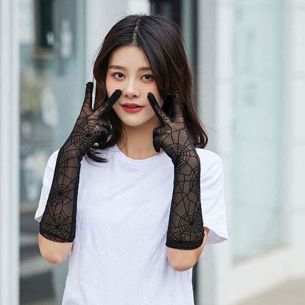 Găng Tay Lái Xe Dài Bằng Lưới Trong Suốt Chống Tia UV Thoáng Khí Thanh Lịch Cho Nữ