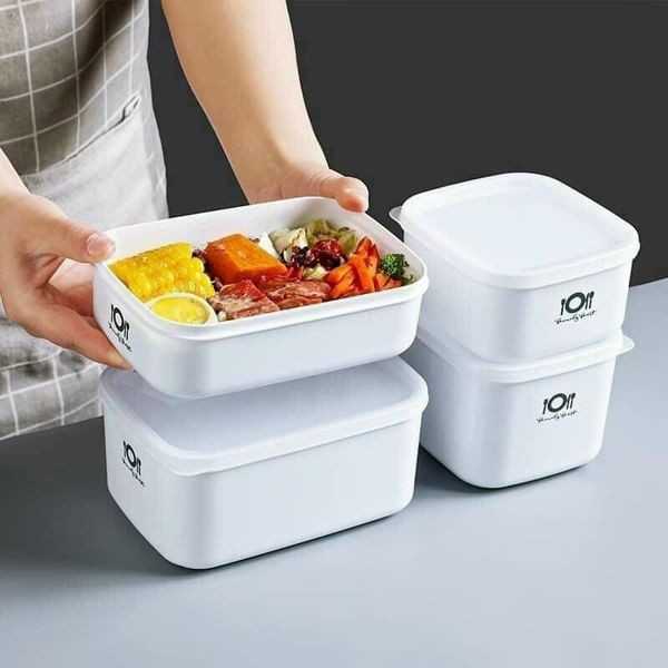 Combo 4 hộp trữ đông tủ lạnh nhiều size Hộp đựng thực phẩm nhựa an toàn có nắp đậy