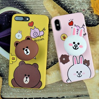 ỐP LƯNG SILICONE KÈM GIÁ ĐỠ GẤU BROWN VÀ THỎ CONY DỄ THƯƠNG DÀNH CHO IPHONE 6/6S, 6PLUS, 7/8PLUS, X