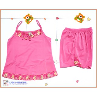 Bộ thun lạnh 2 dây viền ren siêu dễ thương cho bé gái (8-20kg)