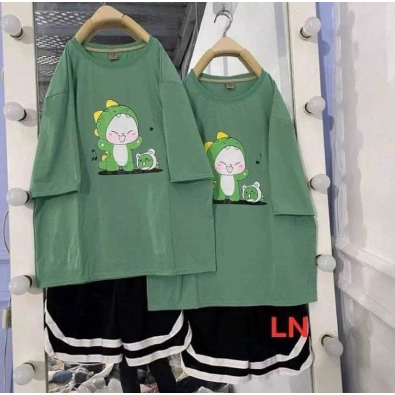 Sét áo khủng Long xanh và chuột nhỏ +quần đùi V LN11