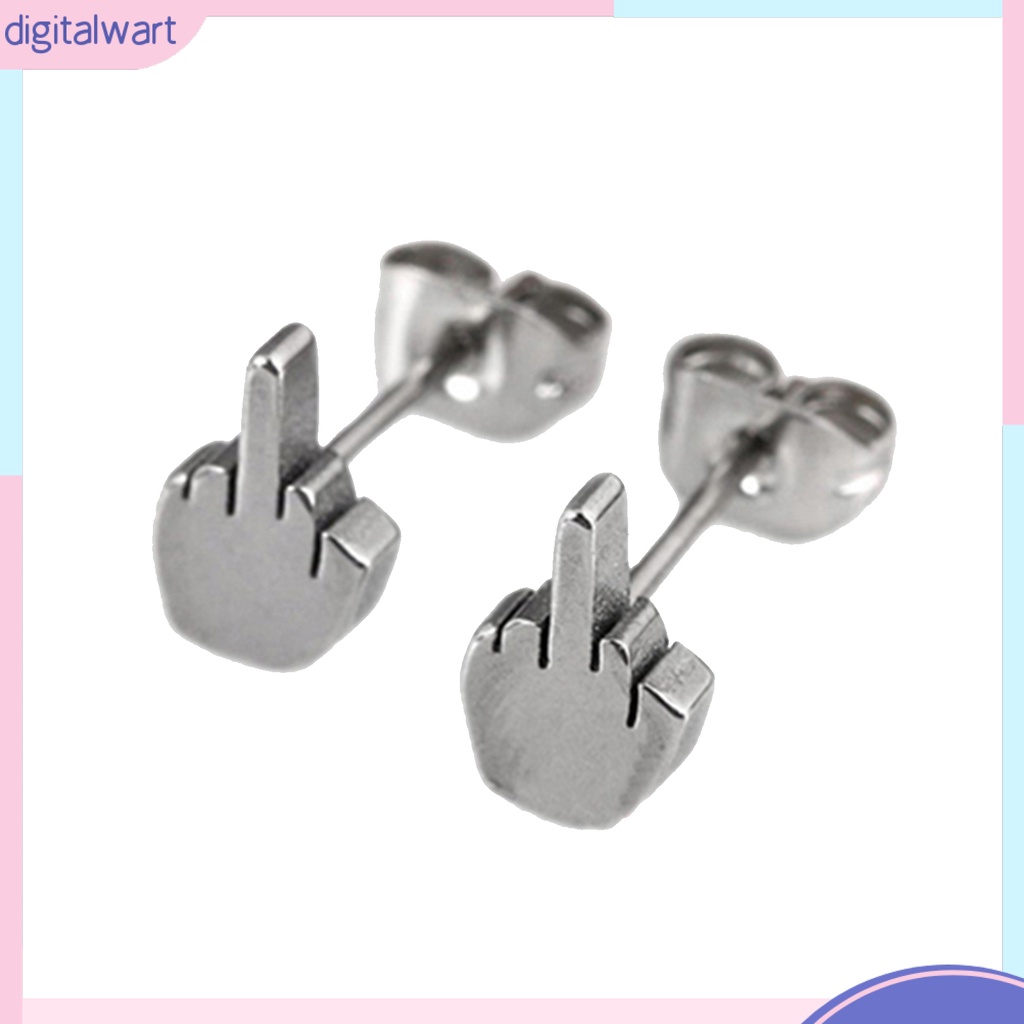 Dg DG✌❤ Khuyên Tai Thép Không Gỉ Không Gây Dị Ứng Họa Tiết Ngón Tay Cho Cuộc Sống Hàng Ngày