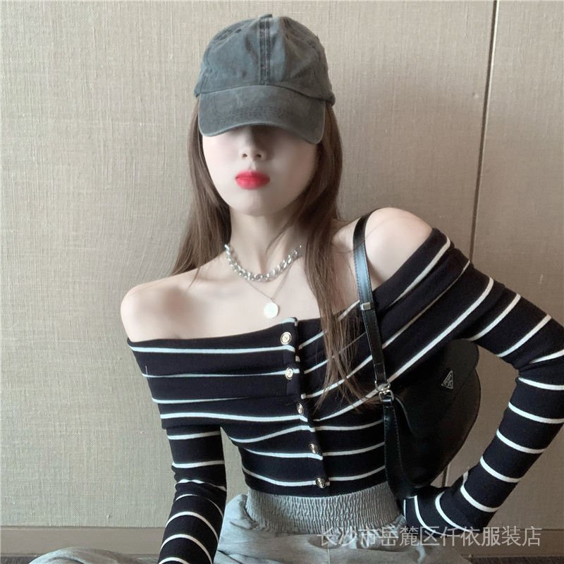 Áo Thun Tay Dài Hở Vai Phong Cách Phương Tây Thời Trang Mùa Thu Cho Nữ