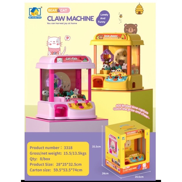 Máy gắp thú 2 gặt vàng, hồng đồ chơi cho bé