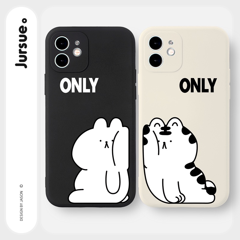 Ốp lưng JURSUE hoạt hình cặp đôi dễ thương đẹp cho iPhone 13 12 11 Pro Max SE 2020 X XR XS ip 8 7 6 6S Plus kute Y1719