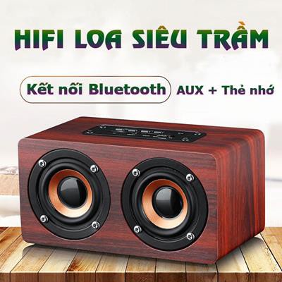 [Nhập Khẩu] Loa gỗ Super Bass Vi tính -Loa bluetooth âm thanh nổi HIFI Stereo speaker W5 -dc2179