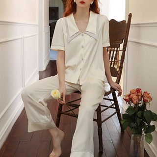 Bộ đồ ngủ lụa, bộ đồ pyjama lụa ngoc trai tiểu thư (BN04) ⚡️FREESHIP⚡️