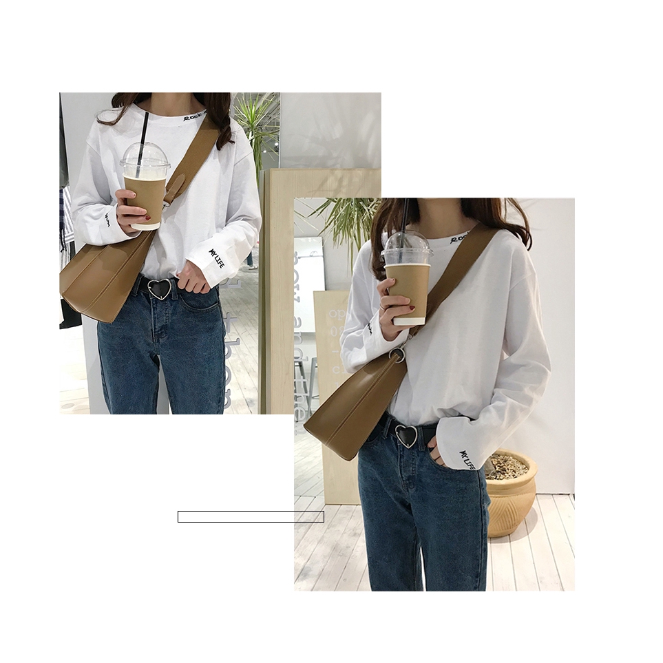 SUXI Áo thun trắng tay dài kiểu Hàn Quốc thời trang cho nữ