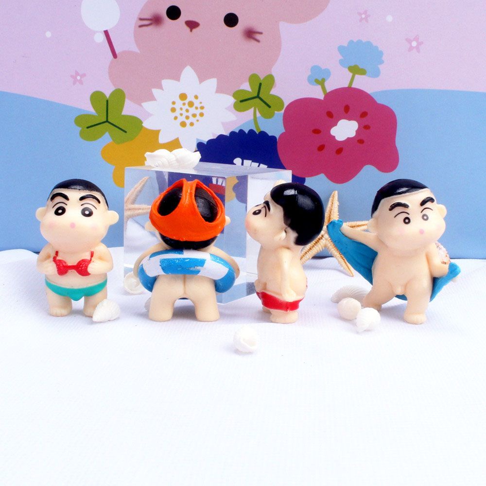 Set 4 mô hình cậu bé bút chì Shin hoạt hình dễ thương dùng trang trí