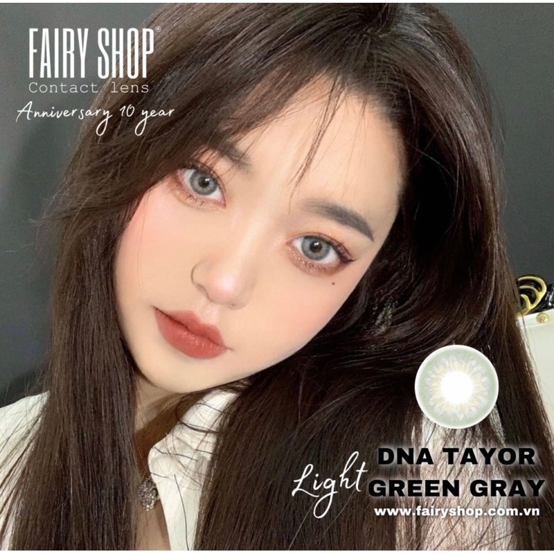 Kính Áp Tròng DNA TAYLOR GREEN GRAY light 14.0mm - Kính Áp Tròng FAIRY SHOP CONTACT LENS  Độ 0 đến 6