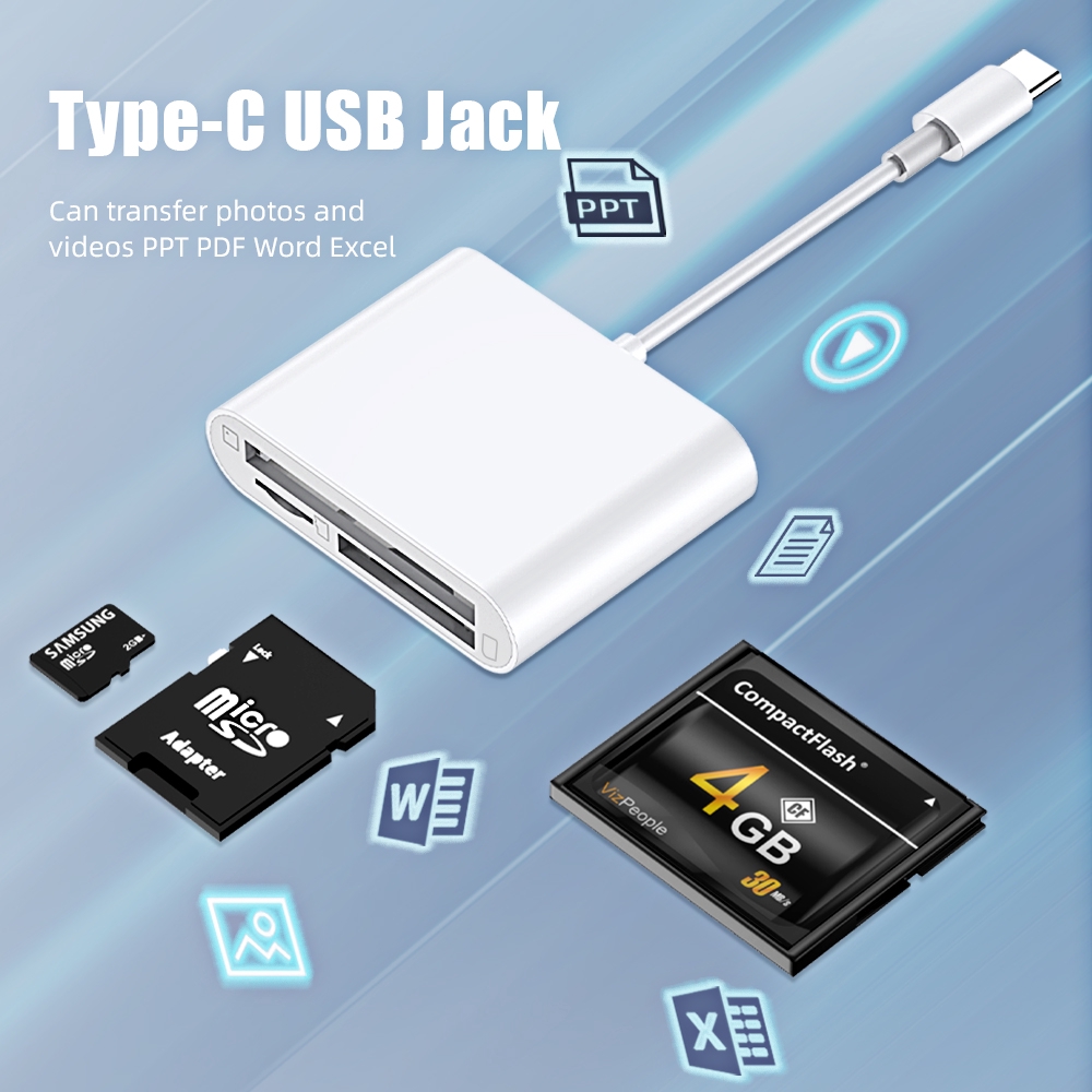 Đầu Đọc Thẻ Nhớ Chuyển Đổi OTG Type-C Sang TF / SD / CF Cho Huawei OPPO