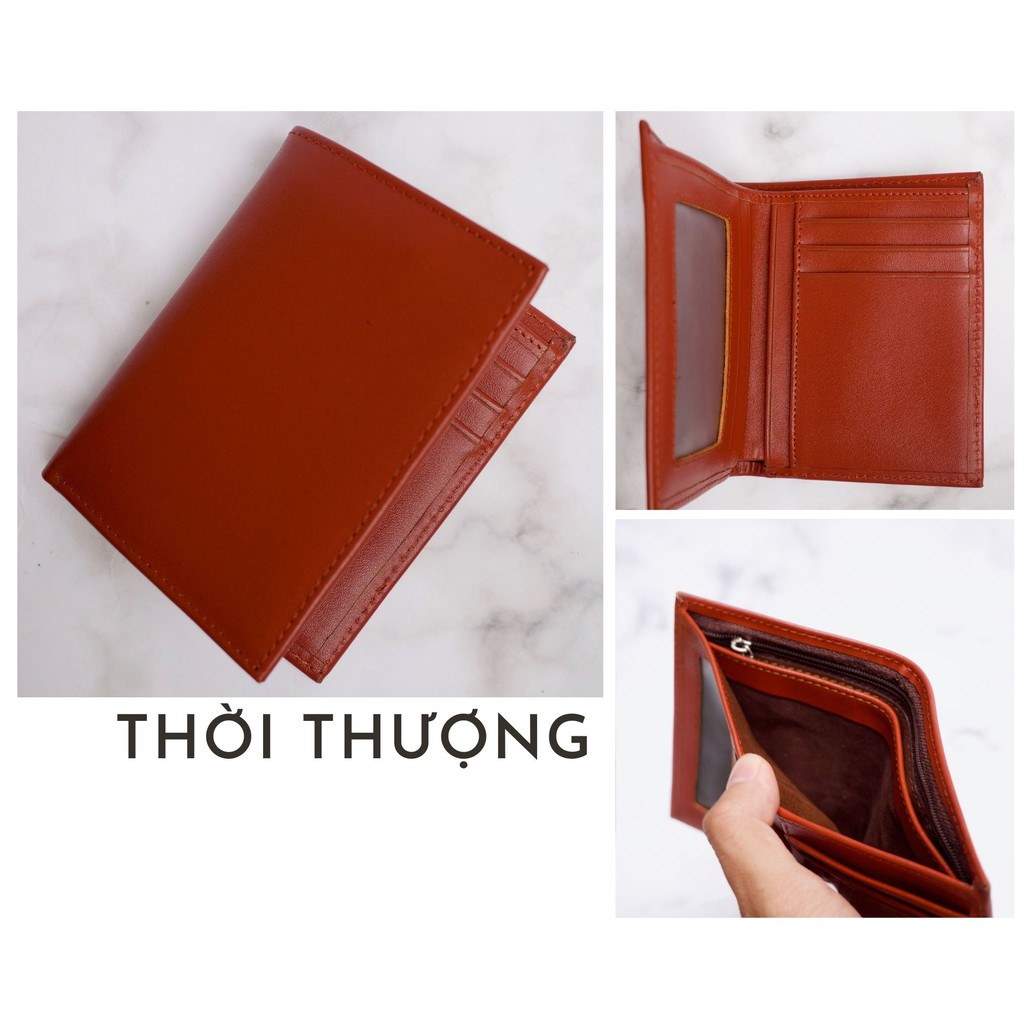Ví Nam Đứng Da Bò 100% - Chất Da Cao Cấp Chống Trầy