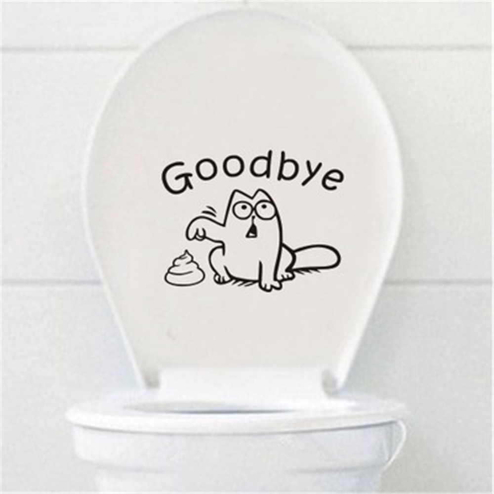 Sticker dán bồn cầu họa tiết BYE hoạt hình dùng trong trang trí nhà tắm