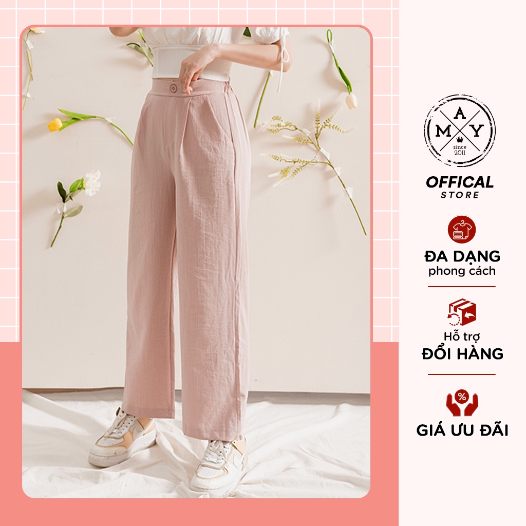 Quần Ống Rộng Nữ MAY.SINCE2011 Thiết Kế Dáng Suông Cạp Cao, Mặc Thoải Mái Cho Nữ Đi Làm, Đi Chơi MAG03-0034