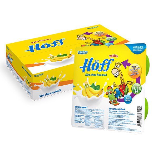 Sữa Chua trẻ em vị Chuối HOFF (4 vỉ - 16 hộp)