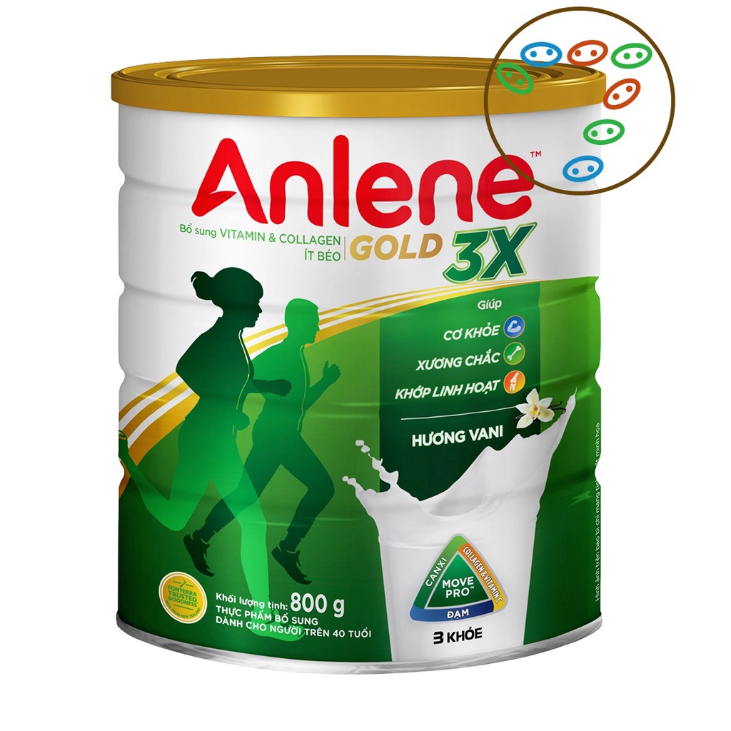 [Date 2024] Sữa bột Anlene Gold Move Pro 3X Hương Vanilla hộp thiếc 800g